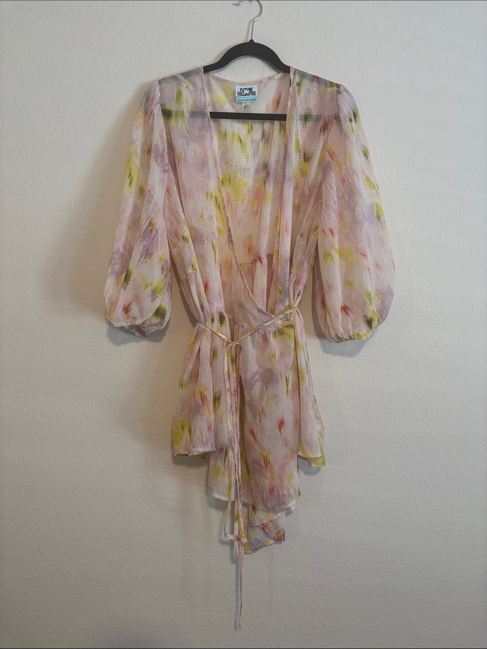 Future Collective Pastel Watercolor Wrap Blouse